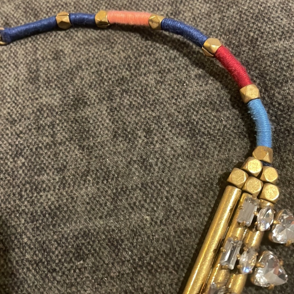 J. Crew Gold-tone Necklace with Blue and Coral Beads - Picture 4 of 8